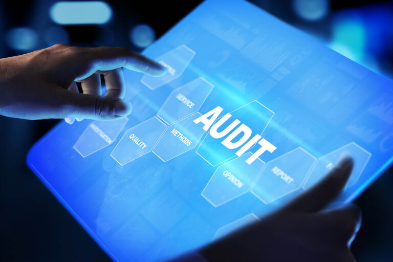 Audit - official financial examination for business as concept on virtual screen.